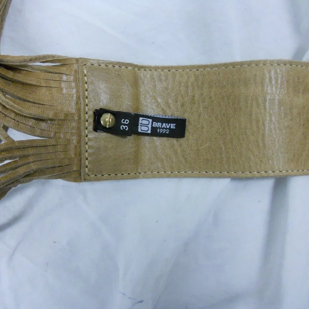 Brave Leather Wide Belt 36 Zuna Canada Beige NWT